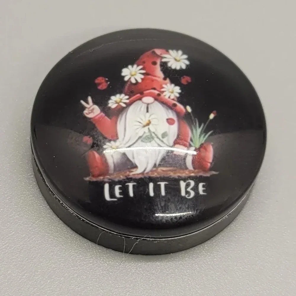 Let It Be Gnome Magnet, 1 Inch Round Heavy Duty Strong Magnet,